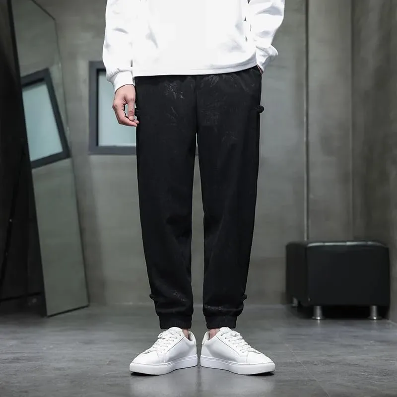 Men's Sweatpants Casual Elastic Waist Chinese Ankle Corduroy Pants