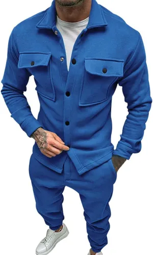 Mens Tracksuit 2 Piece Hoodie Solid Color Zipper Sweater Pants Sports Set Casual Sweatsuit Sets for Men Mens