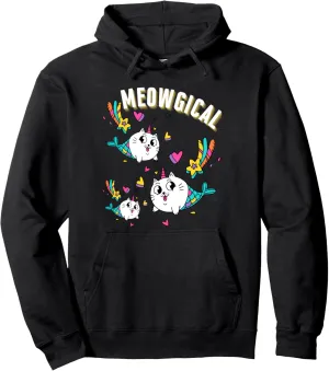 Meowgical Funny Unicorn Cat Mermaid Kids Toddler Girls Boys Pullover Hoodie