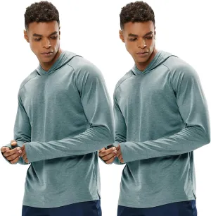 MIER Men's UPF 50  Sun Protection Hoodie Long Sleeve SPF Fishing Hiking Running Thumbhole Shirts Hooded Quick Dry Lightweight