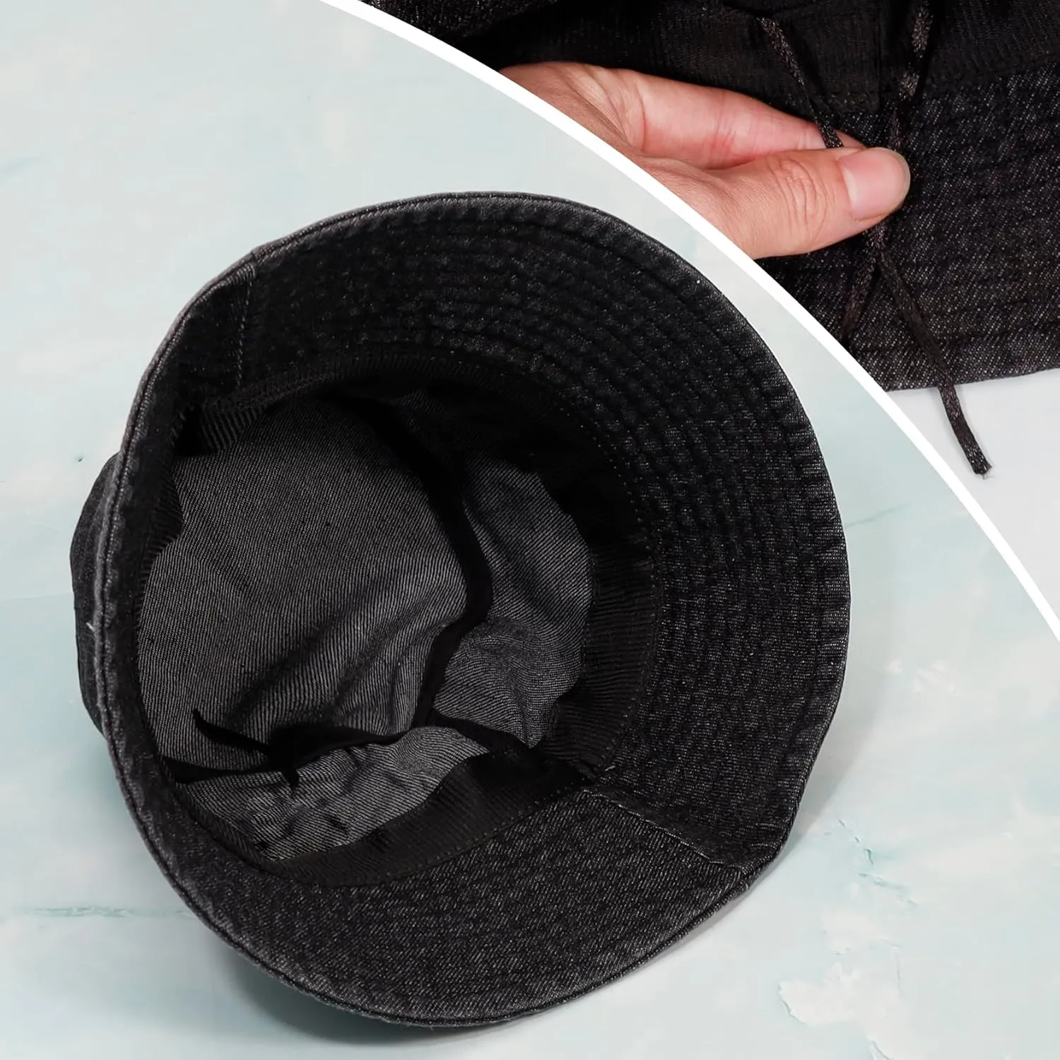 MILAKOO Unisex Demin Bucket Hat Washed Jean Fisherman Cap for Women Wide Brim Lightweight Packable