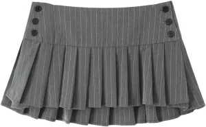 Mini Skirt Y2k Striped Skirts for Women Mini Skirts Pleated Skirts with Buttons Party Skirts
