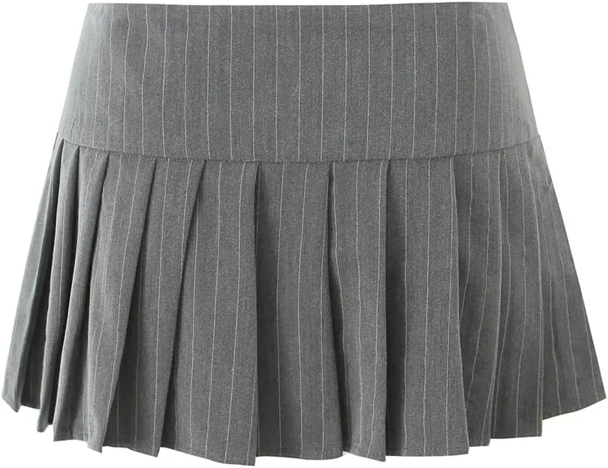 Mini Skirt Y2k Striped Skirts for Women Mini Skirts Pleated Skirts with Buttons Party Skirts