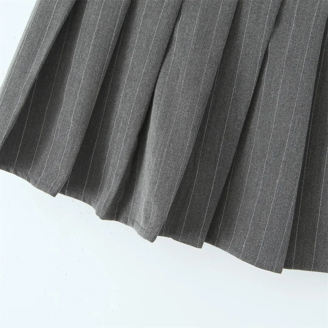 Mini Skirt Y2k Striped Skirts for Women Mini Skirts Pleated Skirts with Buttons Party Skirts