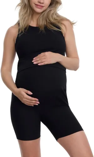 Motherhood Maternity Women's Ribbed Crop Racerback Pregnancy Workout Tank Top