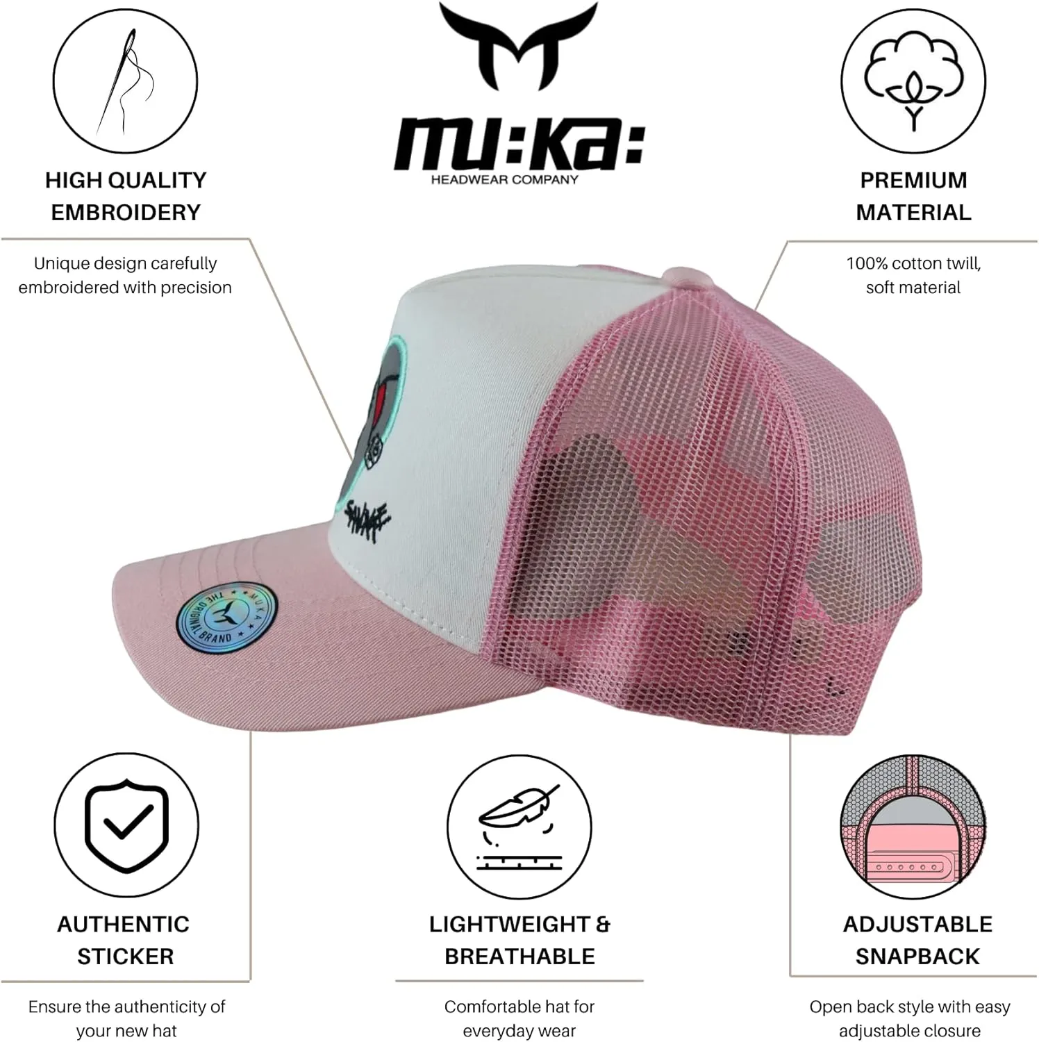 Muka Trucker Hats Women Men Streetwear Graphic Hats Trucker Hat Mesh Back Baseball Cap Adjustable Snapback Hat