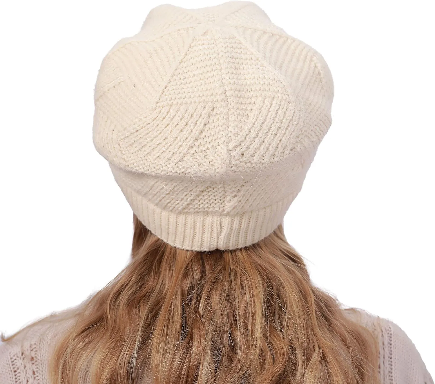 Muryobao Women Winter Warm Hat Slouchy Cable Knit Visor Crochet Beanie Hats Snow Ski Skull Cap with Brim