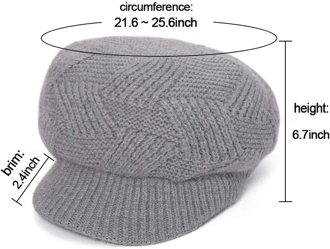 Muryobao Women Winter Warm Hat Slouchy Cable Knit Visor Crochet Beanie Hats Snow Ski Skull Cap with Brim