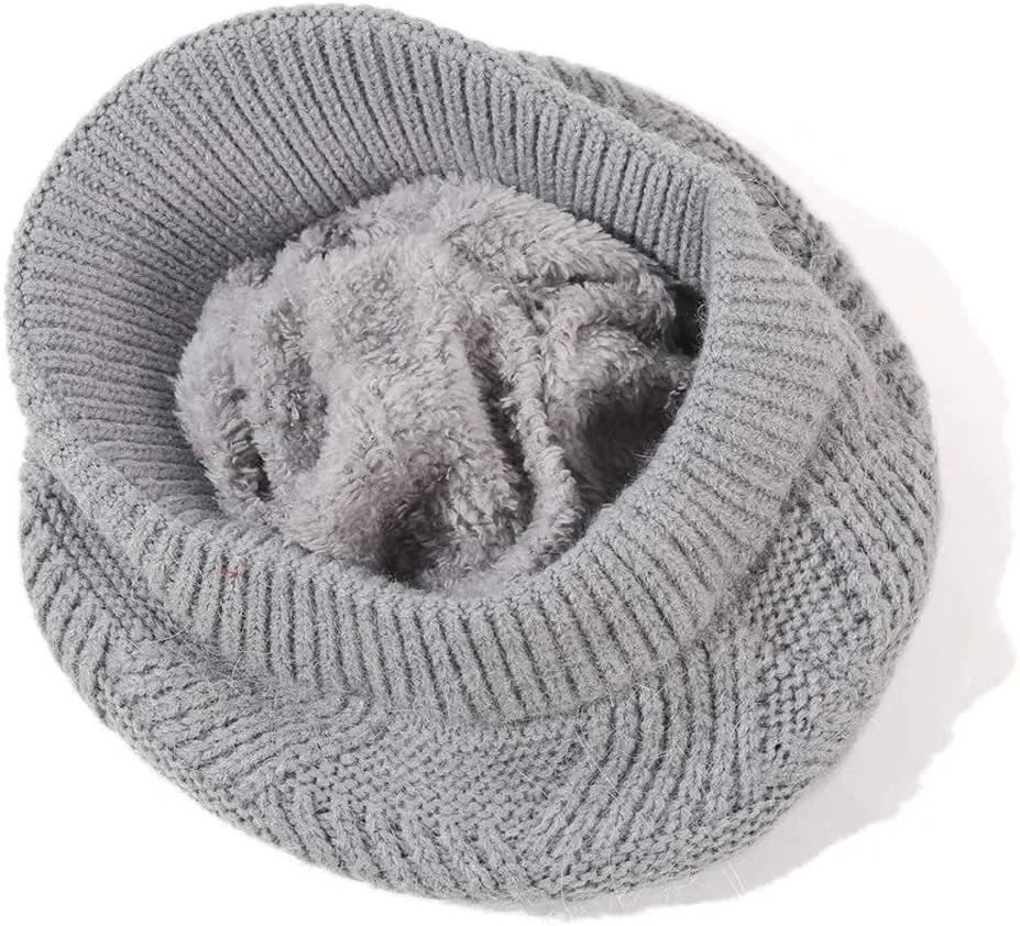 Muryobao Women Winter Warm Hat Slouchy Cable Knit Visor Crochet Beanie Hats Snow Ski Skull Cap with Brim