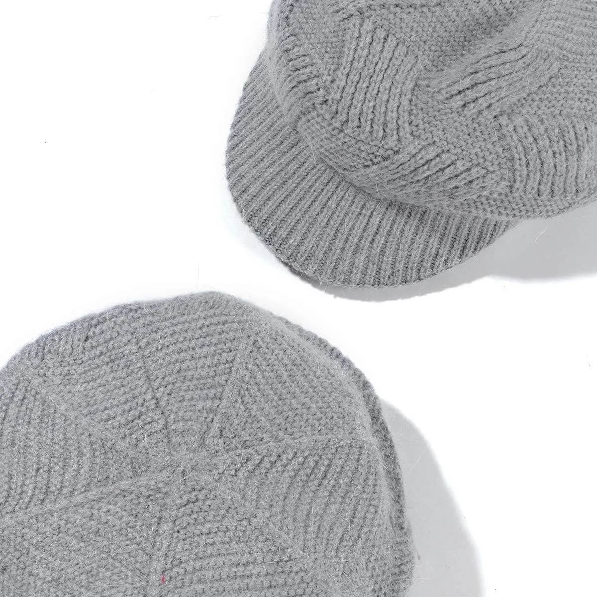 Muryobao Women Winter Warm Hat Slouchy Cable Knit Visor Crochet Beanie Hats Snow Ski Skull Cap with Brim