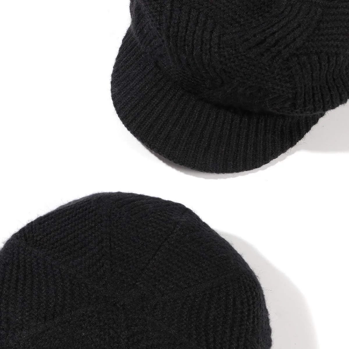 Muryobao Women Winter Warm Hat Slouchy Cable Knit Visor Crochet Beanie Hats Snow Ski Skull Cap with Brim