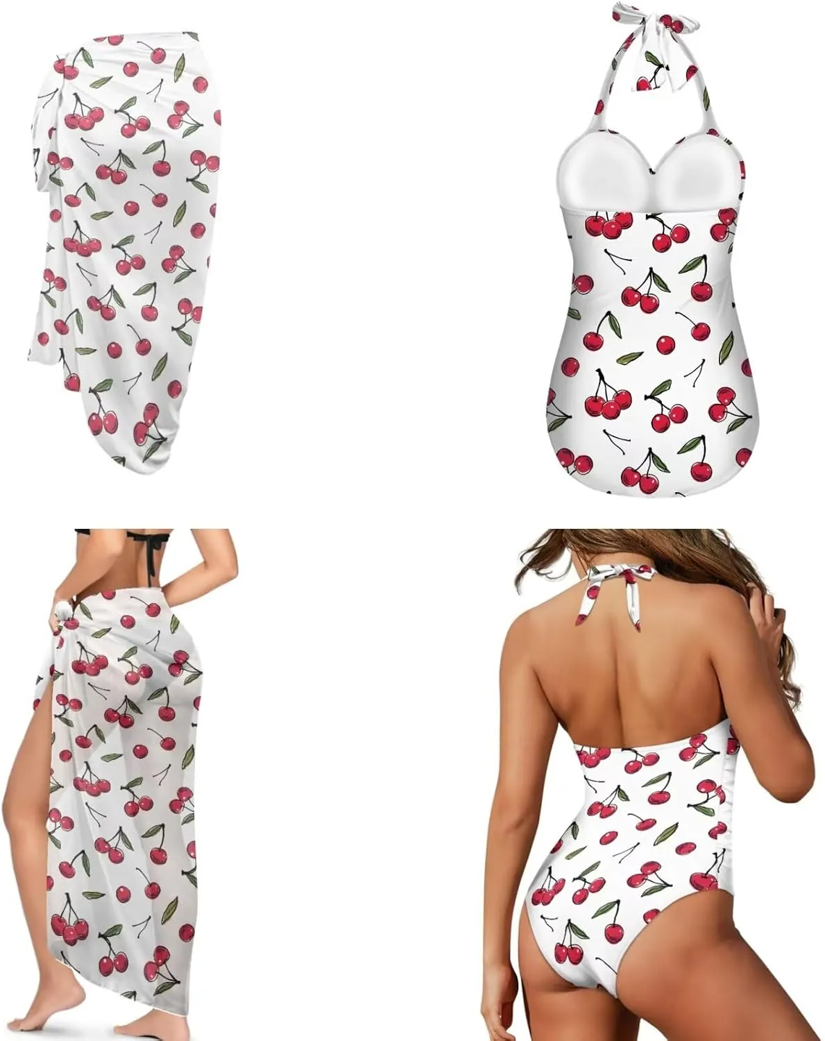Musical Notes One Piece Swimsuit Tummy 2 Piece for Women Over 50 with Wrap Skirt Plus Size Bathing Suit Cover up