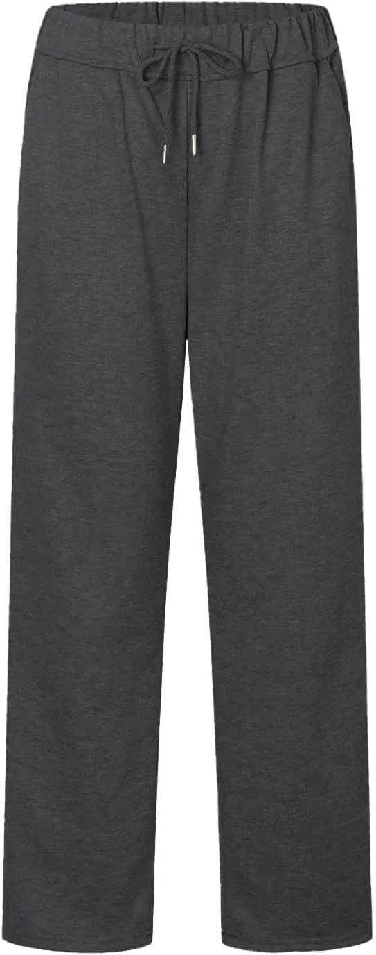 NBXNZWF Womens Wide Leg Sweatpants High Waisted Baggy Lounge Casual Pants Drawstring Athletic Workout Joggers with Pockets