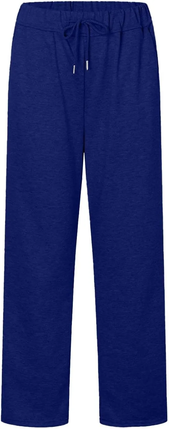 NBXNZWF Womens Wide Leg Sweatpants High Waisted Baggy Lounge Casual Pants Drawstring Athletic Workout Joggers with Pockets