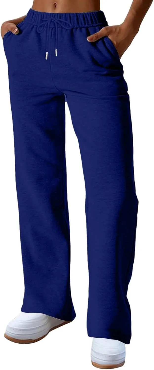 NBXNZWF Womens Wide Leg Sweatpants High Waisted Baggy Lounge Casual Pants Drawstring Athletic Workout Joggers with Pockets