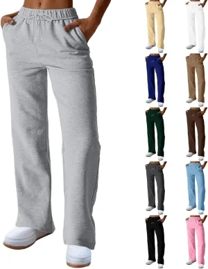 NBXNZWF Womens Wide Leg Sweatpants High Waisted Baggy Lounge Casual Pants Drawstring Athletic Workout Joggers with Pockets