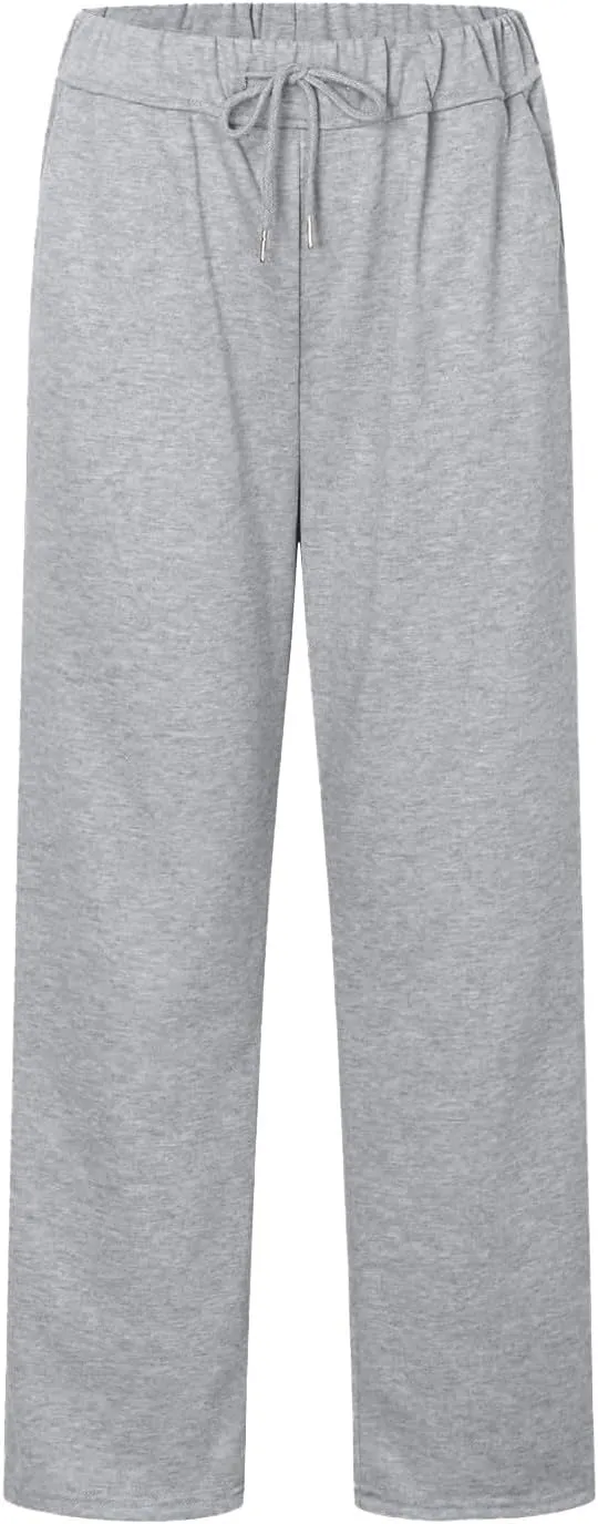 NBXNZWF Womens Wide Leg Sweatpants High Waisted Baggy Lounge Casual Pants Drawstring Athletic Workout Joggers with Pockets