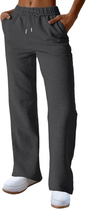 NBXNZWF Womens Wide Leg Sweatpants High Waisted Baggy Lounge Casual Pants Drawstring Athletic Workout Joggers with Pockets