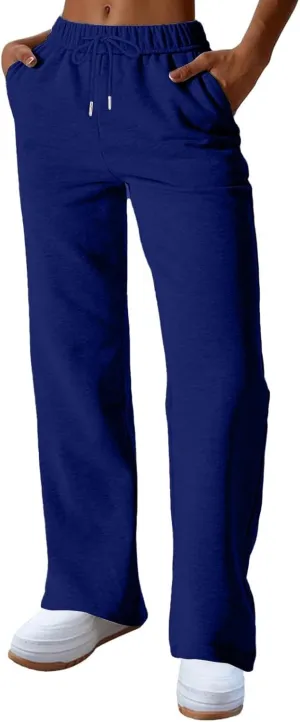 NBXNZWF Womens Wide Leg Sweatpants High Waisted Baggy Lounge Casual Pants Drawstring Athletic Workout Joggers with Pockets
