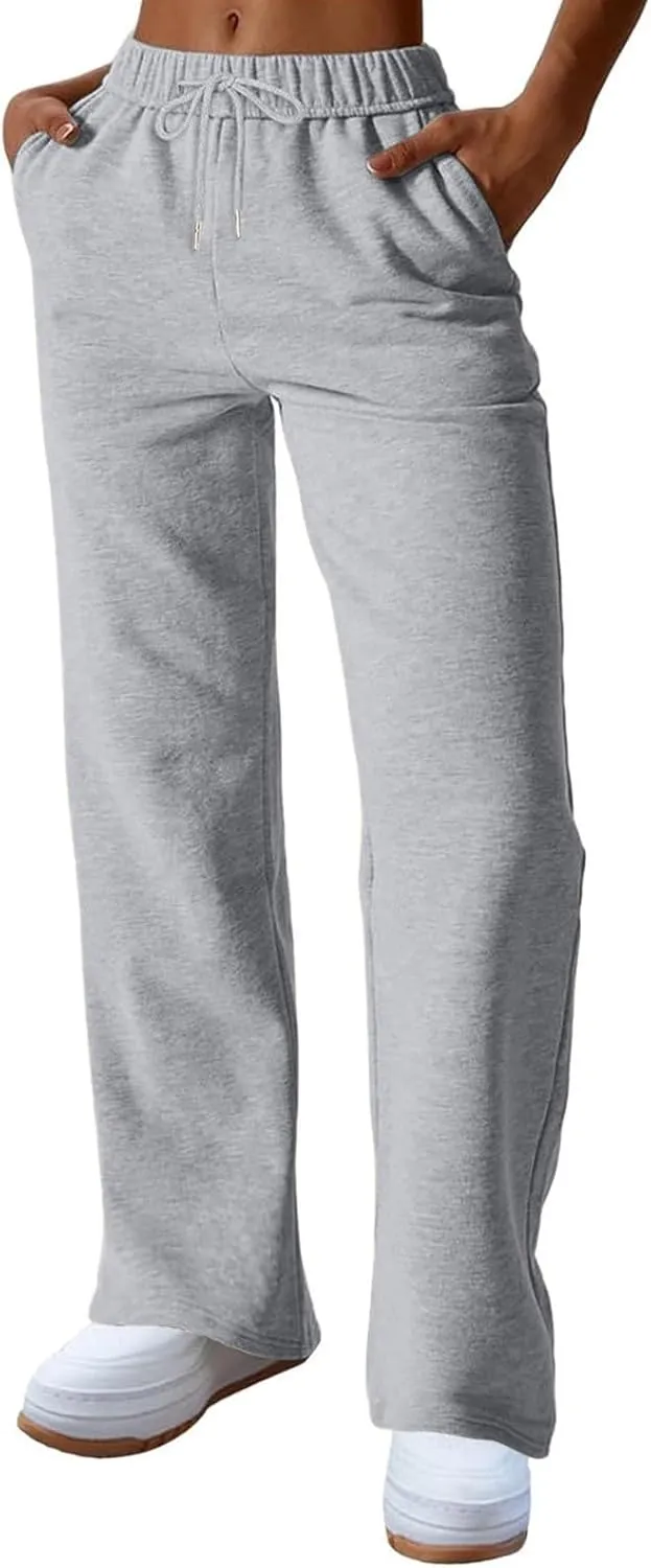 NBXNZWF Womens Wide Leg Sweatpants High Waisted Baggy Lounge Casual Pants Drawstring Athletic Workout Joggers with Pockets