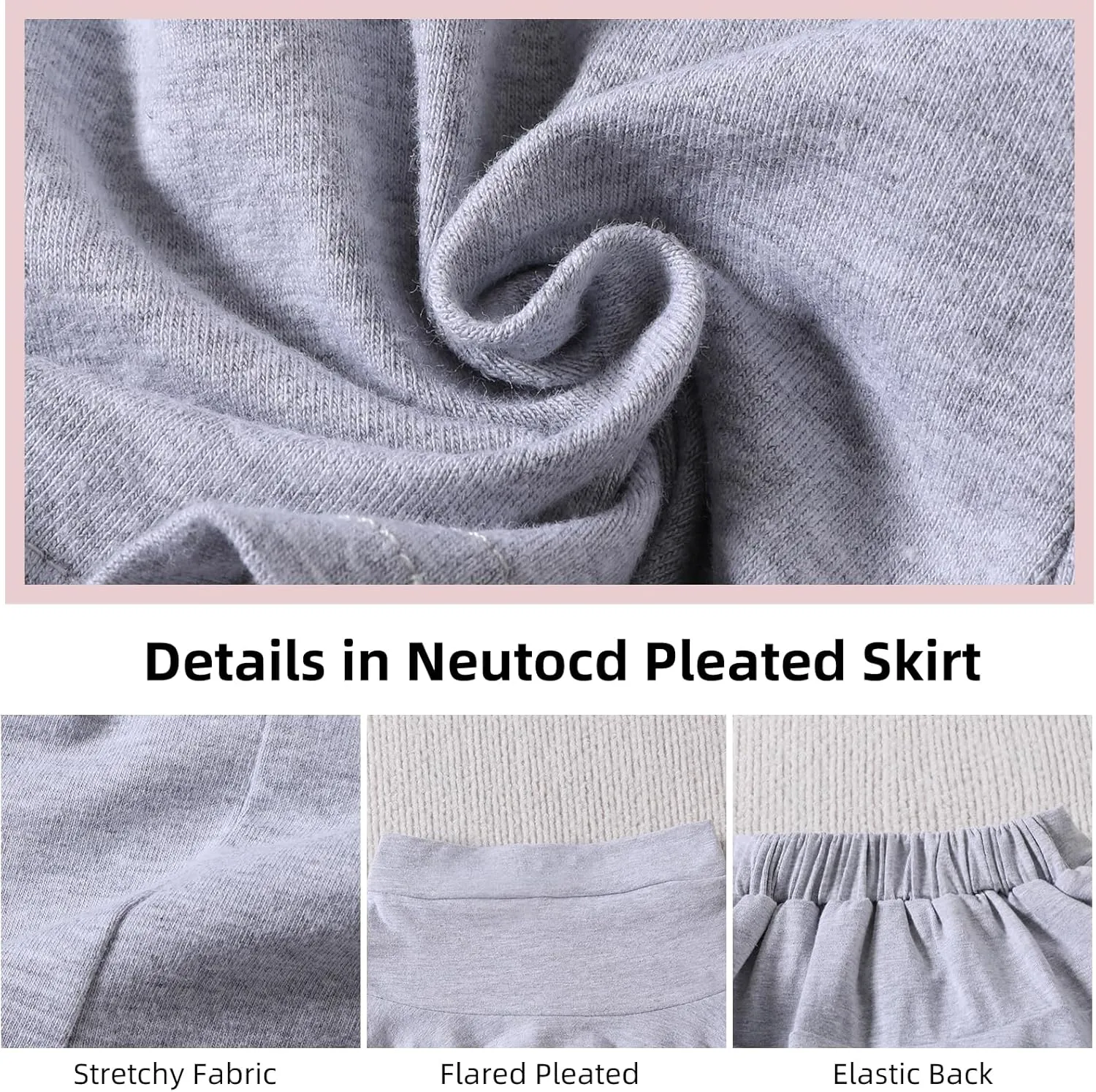 Neutocd Toddler Baby Girls Skirts Skorts Elastic Girl Pleated Skirts Kid Casual Stretch Waist Skater Skort Built in Shorts