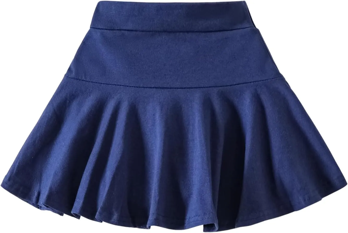 Neutocd Toddler Baby Girls Skirts Skorts Elastic Girl Pleated Skirts Kid Casual Stretch Waist Skater Skort Built in Shorts