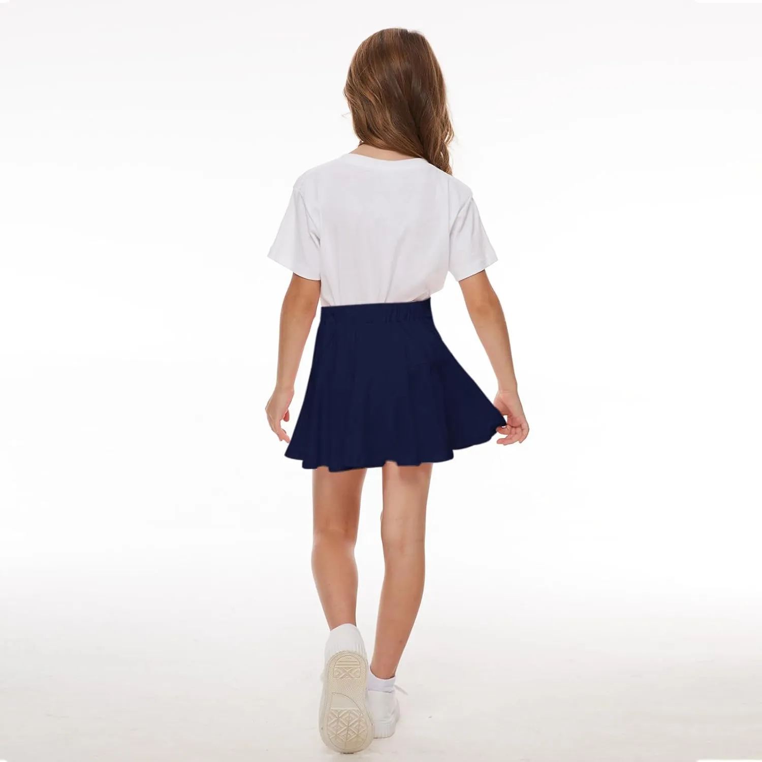 Neutocd Toddler Baby Girls Skirts Skorts Elastic Girl Pleated Skirts Kid Casual Stretch Waist Skater Skort Built in Shorts