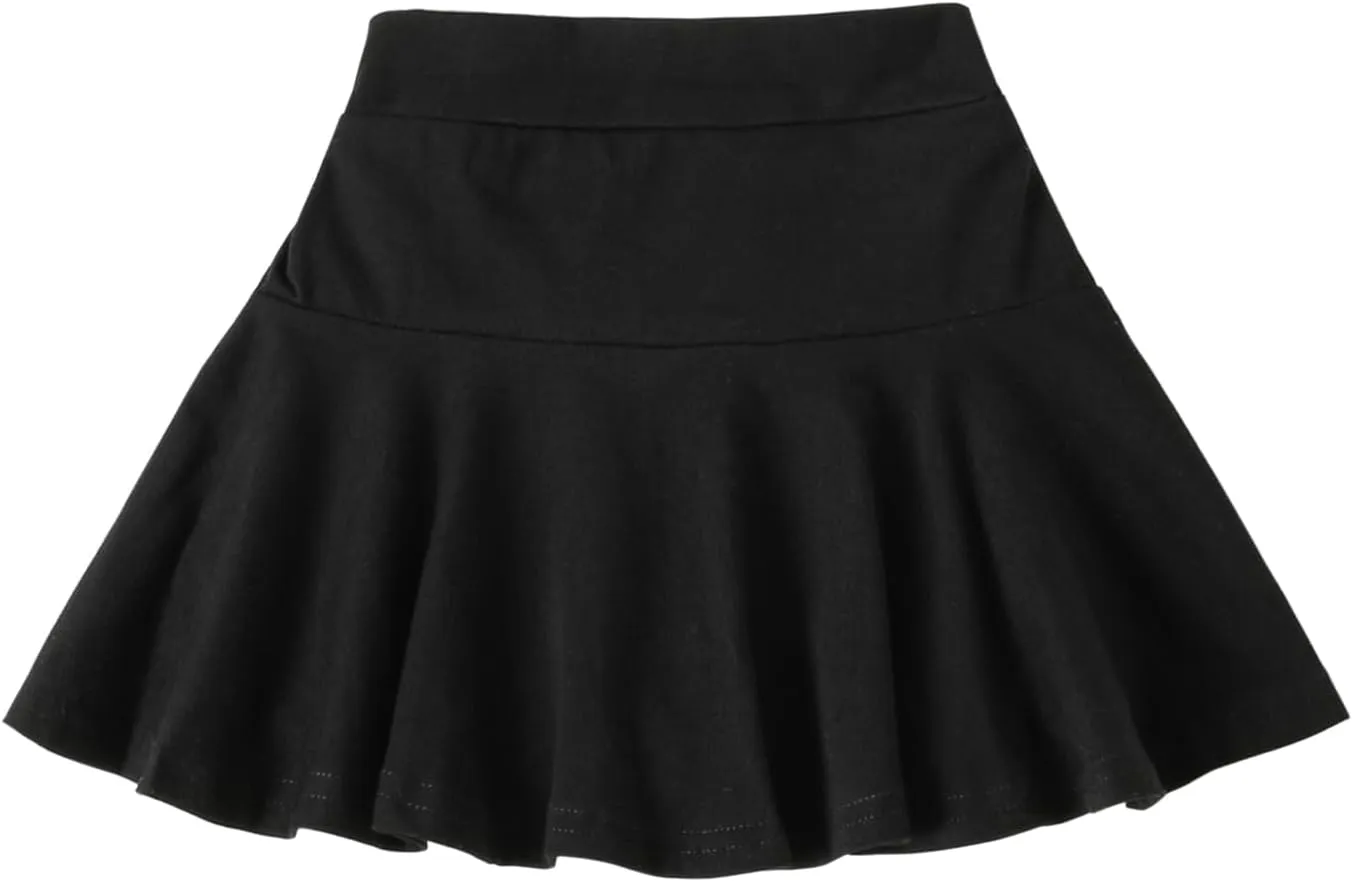Neutocd Toddler Baby Girls Skirts Skorts Elastic Girl Pleated Skirts Kid Casual Stretch Waist Skater Skort Built in Shorts
