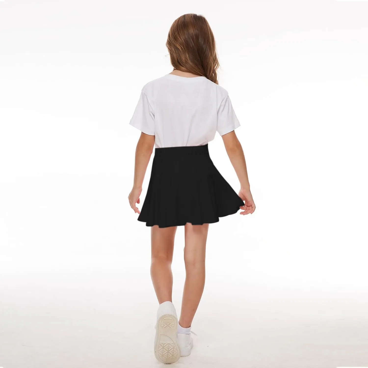 Neutocd Toddler Baby Girls Skirts Skorts Elastic Girl Pleated Skirts Kid Casual Stretch Waist Skater Skort Built in Shorts