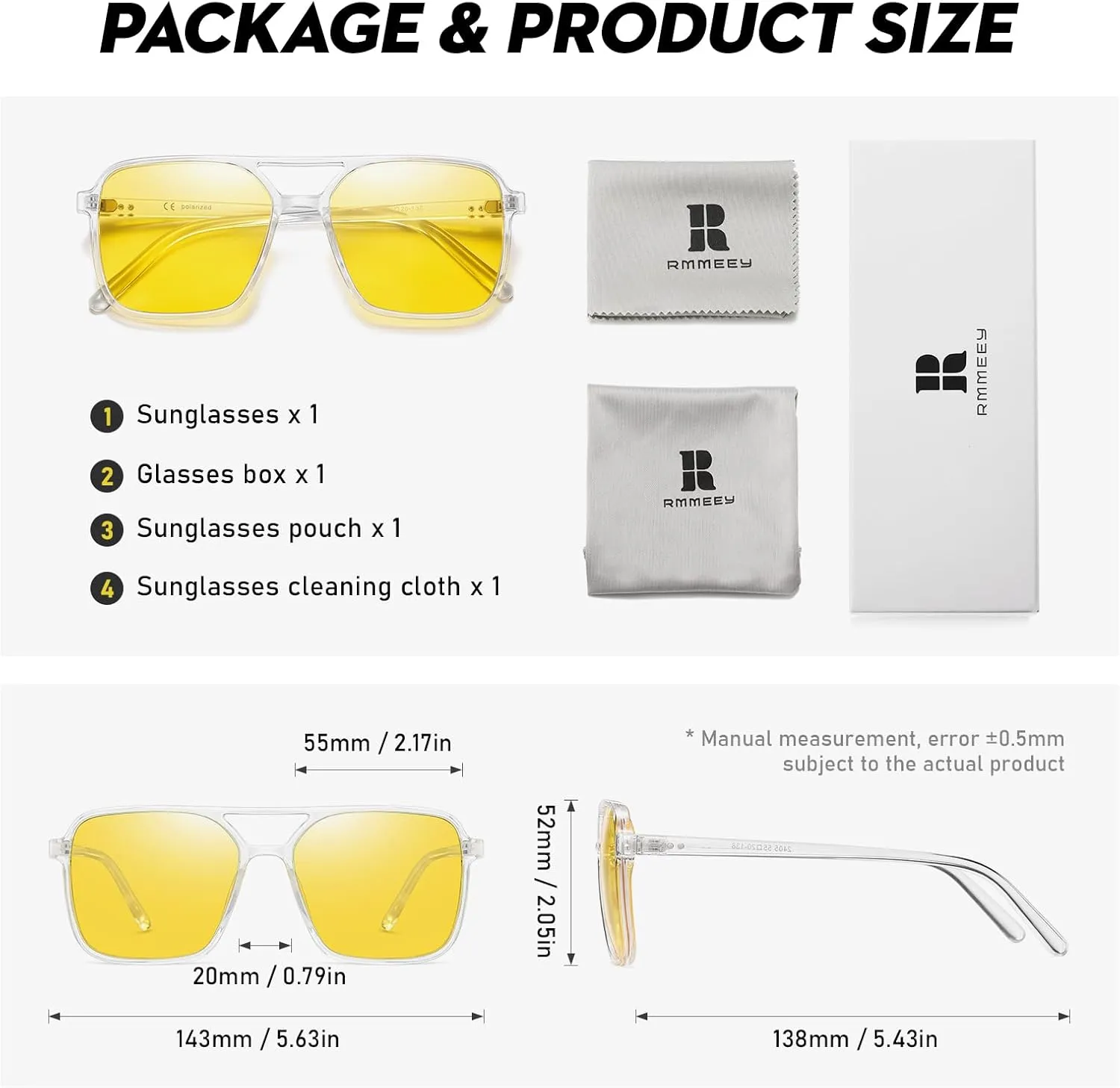 Night Vision Driving Glasses for Women 70s Aviator Sunglasses Double Bridge Anti Glare Glasses