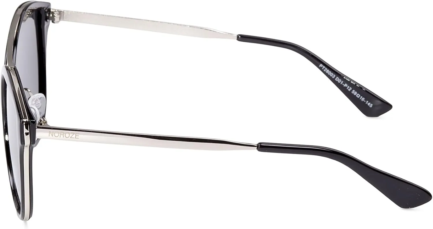 NOROZE Womens Polarised Double Bridge Cat Eye Sunglasses Shades
