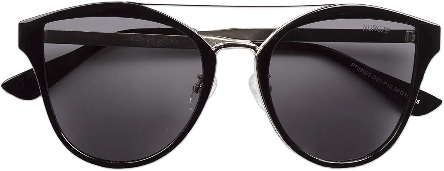 NOROZE Womens Polarised Double Bridge Cat Eye Sunglasses Shades