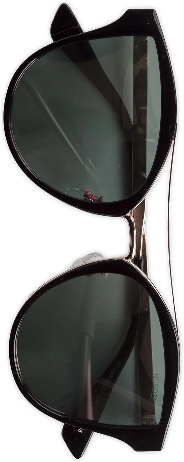 NOROZE Womens Polarised Double Bridge Cat Eye Sunglasses Shades