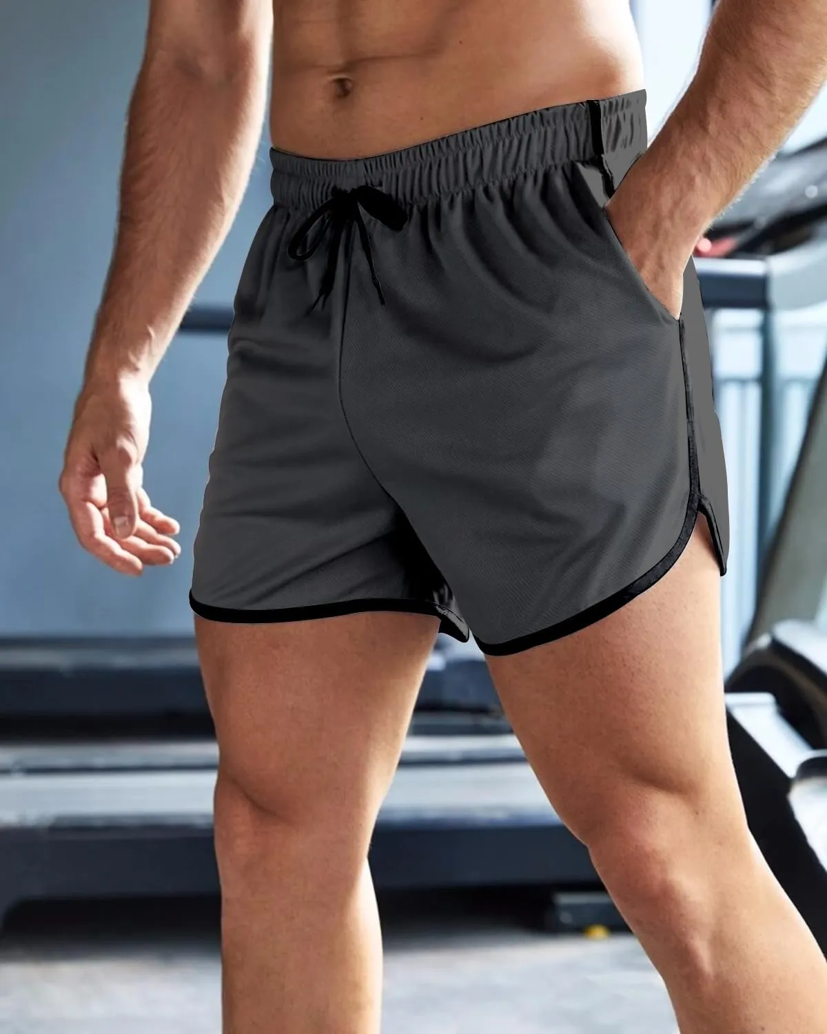 OEBLD Mens Running Shorts 3 Inch Breathable Quick Dry Workout Athletic Short Shorts with Zipper Pockets