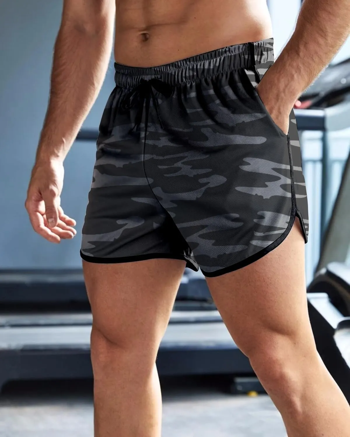 OEBLD Mens Running Shorts 3 Inch Breathable Quick Dry Workout Athletic Short Shorts with Zipper Pockets