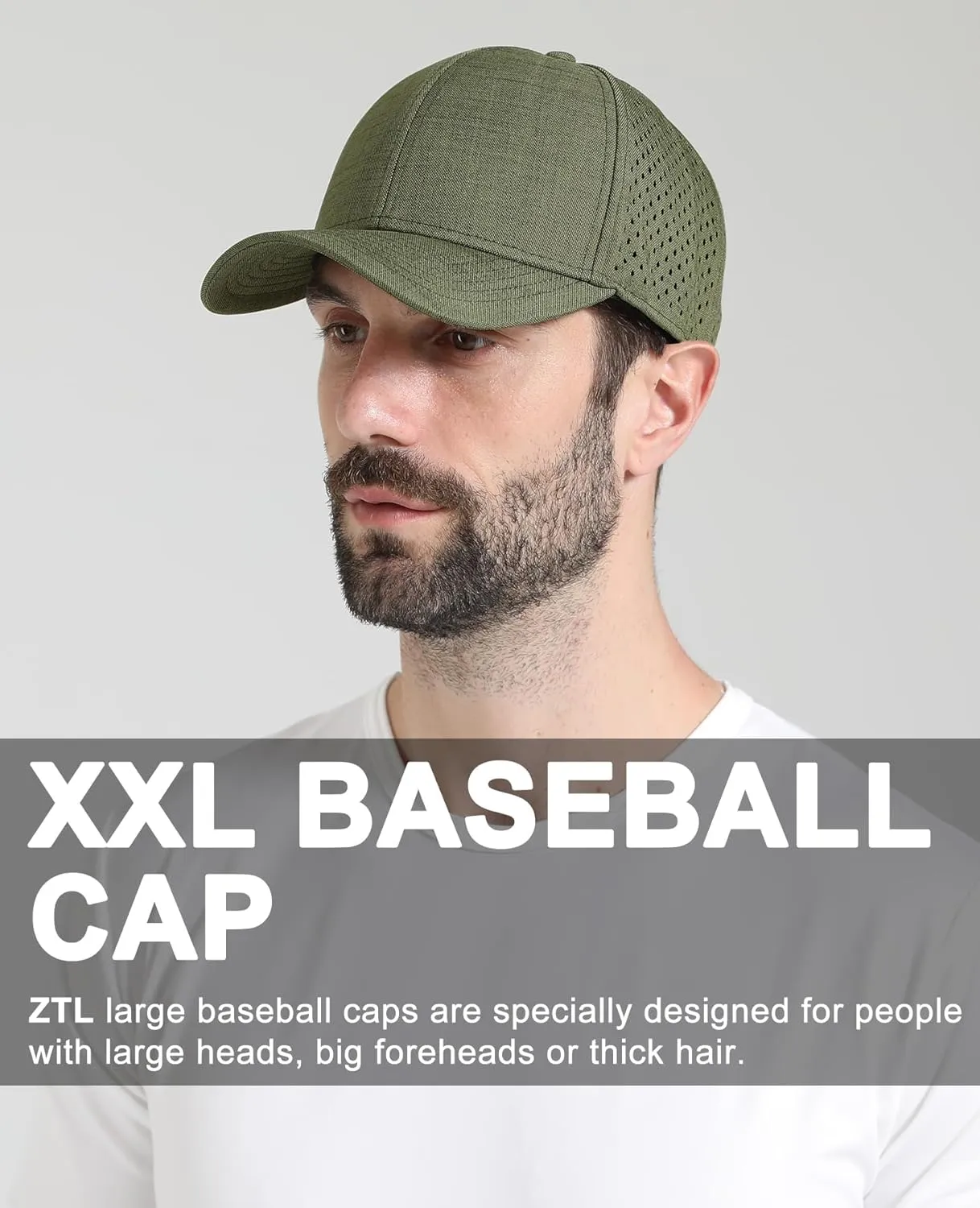 Oversize XL XXL Quick Dry Baseball Cap, Large Performance Snapback Hats, Laser Cut Mesh Ball Cap for Men Big Heads 23.5"-26"