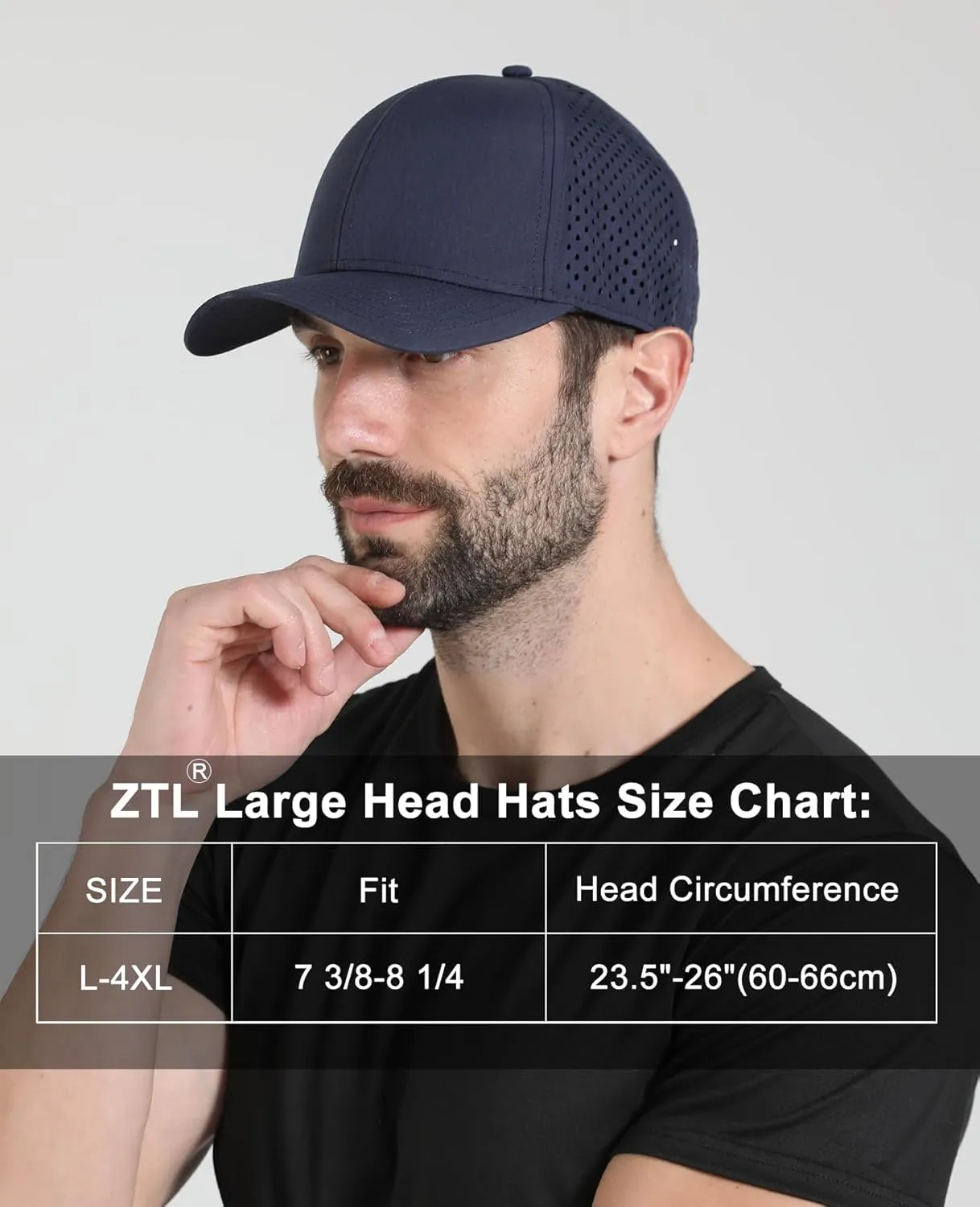Oversize XL XXL Quick Dry Baseball Cap, Large Performance Snapback Hats, Laser Cut Mesh Ball Cap for Men Big Heads 23.5"-26"