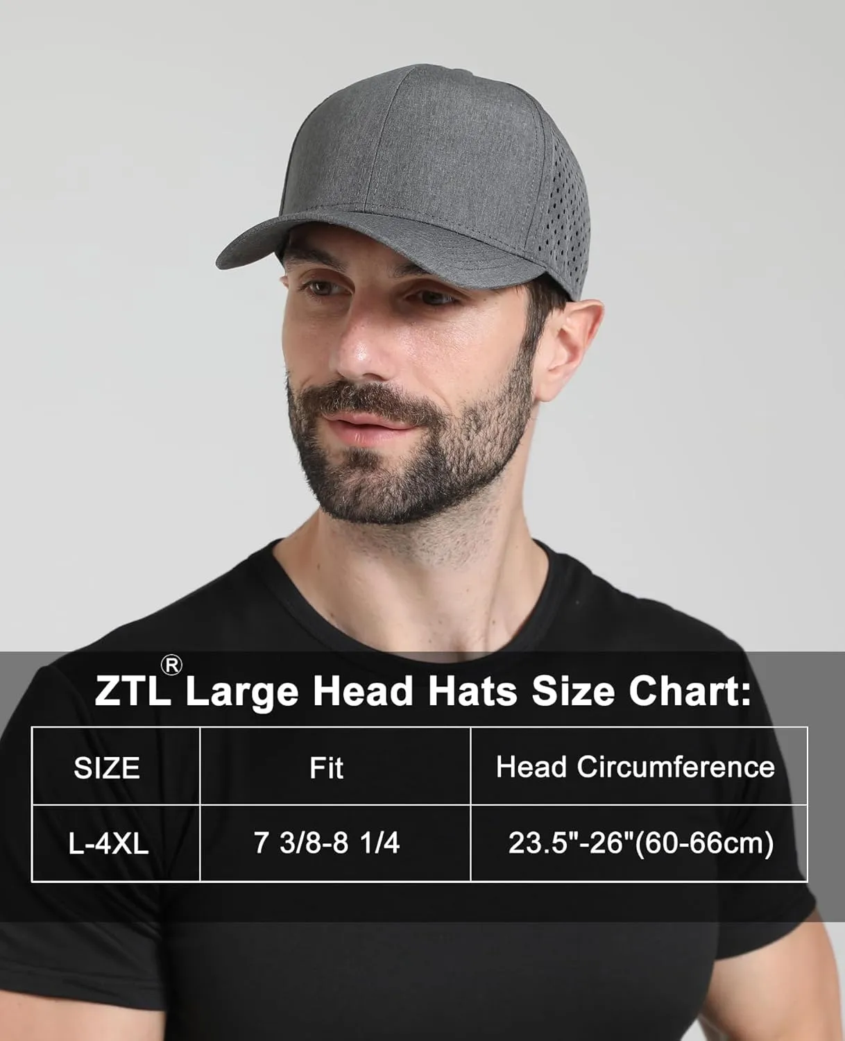 Oversize XL XXL Quick Dry Baseball Cap, Large Performance Snapback Hats, Laser Cut Mesh Ball Cap for Men Big Heads 23.5"-26"