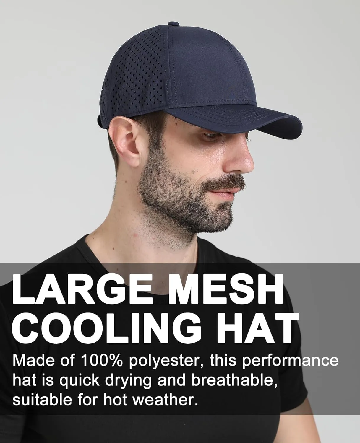 Oversize XL XXL Quick Dry Baseball Cap, Large Performance Snapback Hats, Laser Cut Mesh Ball Cap for Men Big Heads 23.5"-26"