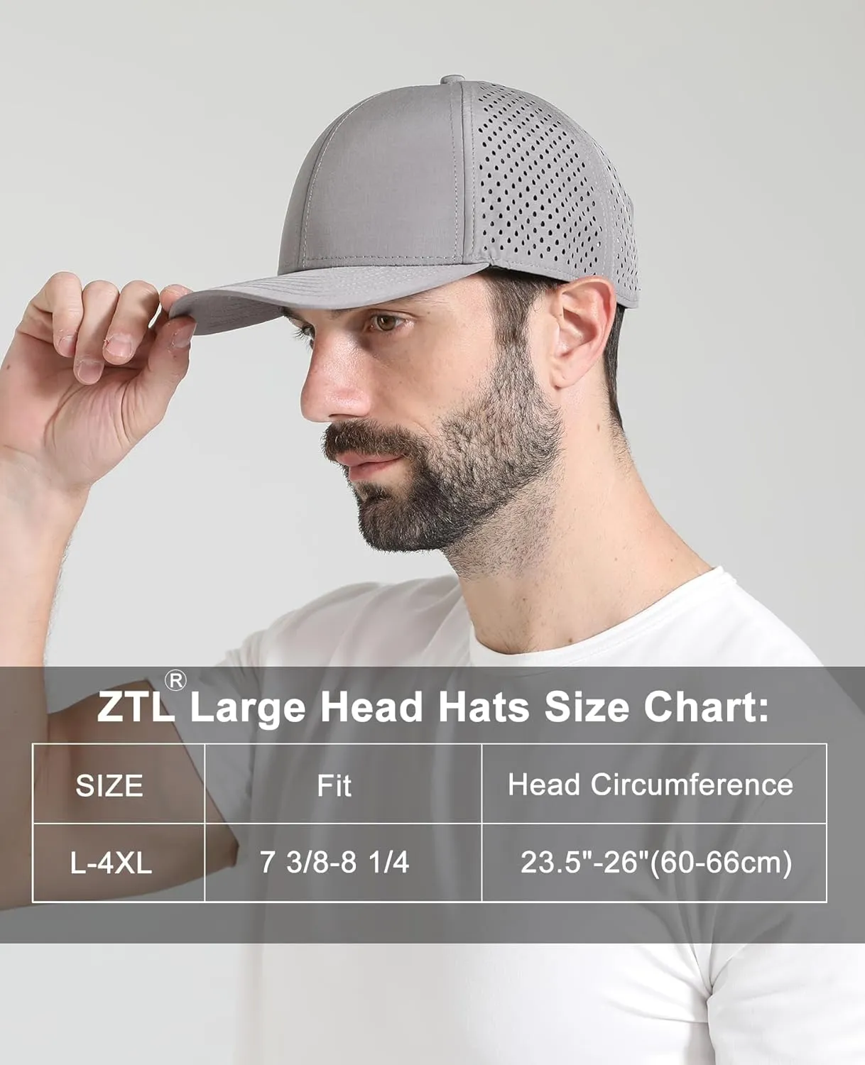 Oversize XL XXL Quick Dry Baseball Cap, Large Performance Snapback Hats, Laser Cut Mesh Ball Cap for Men Big Heads 23.5"-26"