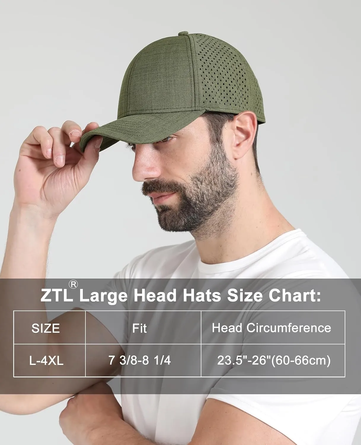 Oversize XL XXL Quick Dry Baseball Cap, Large Performance Snapback Hats, Laser Cut Mesh Ball Cap for Men Big Heads 23.5"-26"