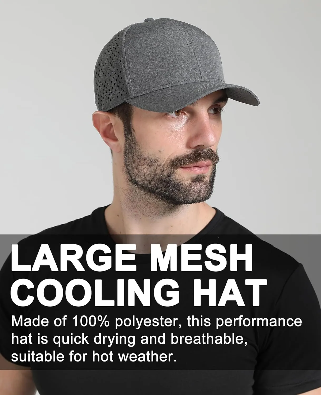 Oversize XL XXL Quick Dry Baseball Cap, Large Performance Snapback Hats, Laser Cut Mesh Ball Cap for Men Big Heads 23.5"-26"
