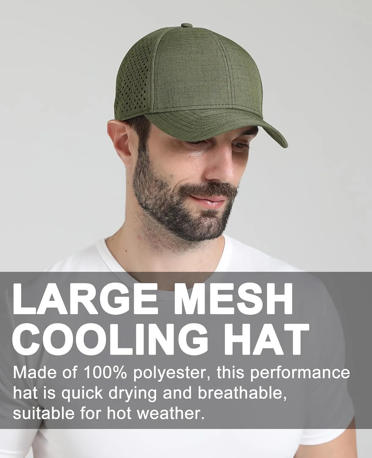 Oversize XL XXL Quick Dry Baseball Cap, Large Performance Snapback Hats, Laser Cut Mesh Ball Cap for Men Big Heads 23.5"-26"