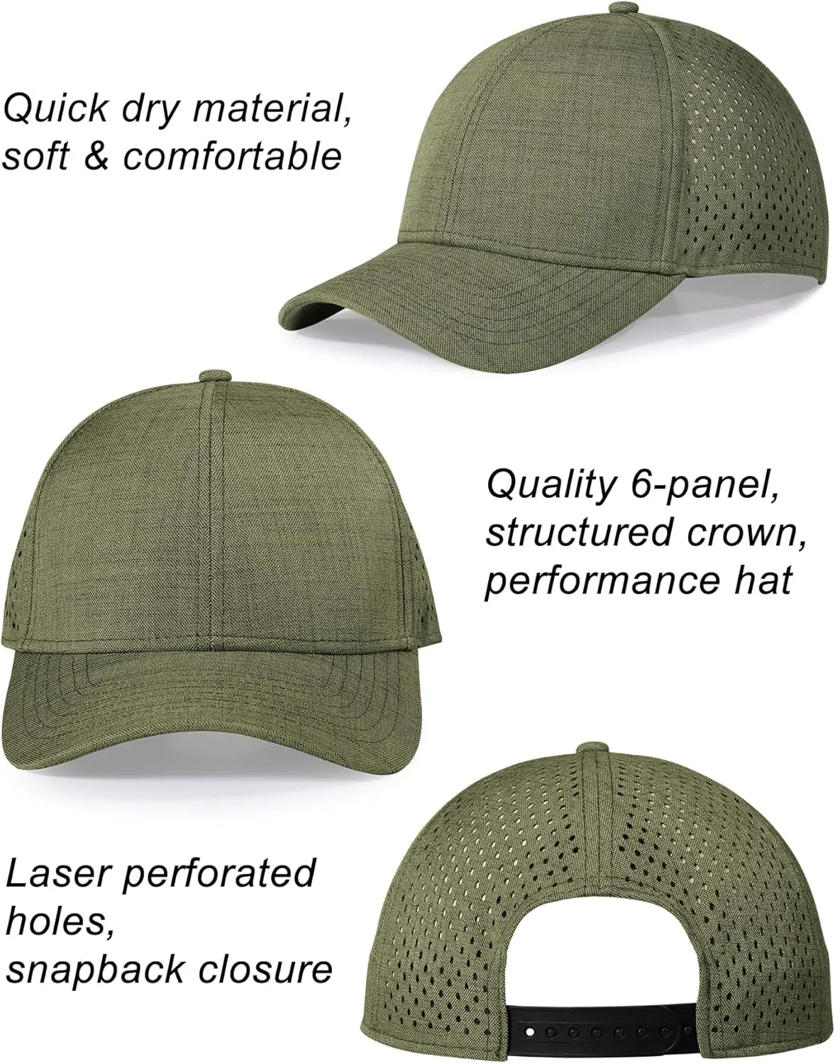 Oversize XL XXL Quick Dry Baseball Cap, Large Performance Snapback Hats, Laser Cut Mesh Ball Cap for Men Big Heads 23.5"-26"