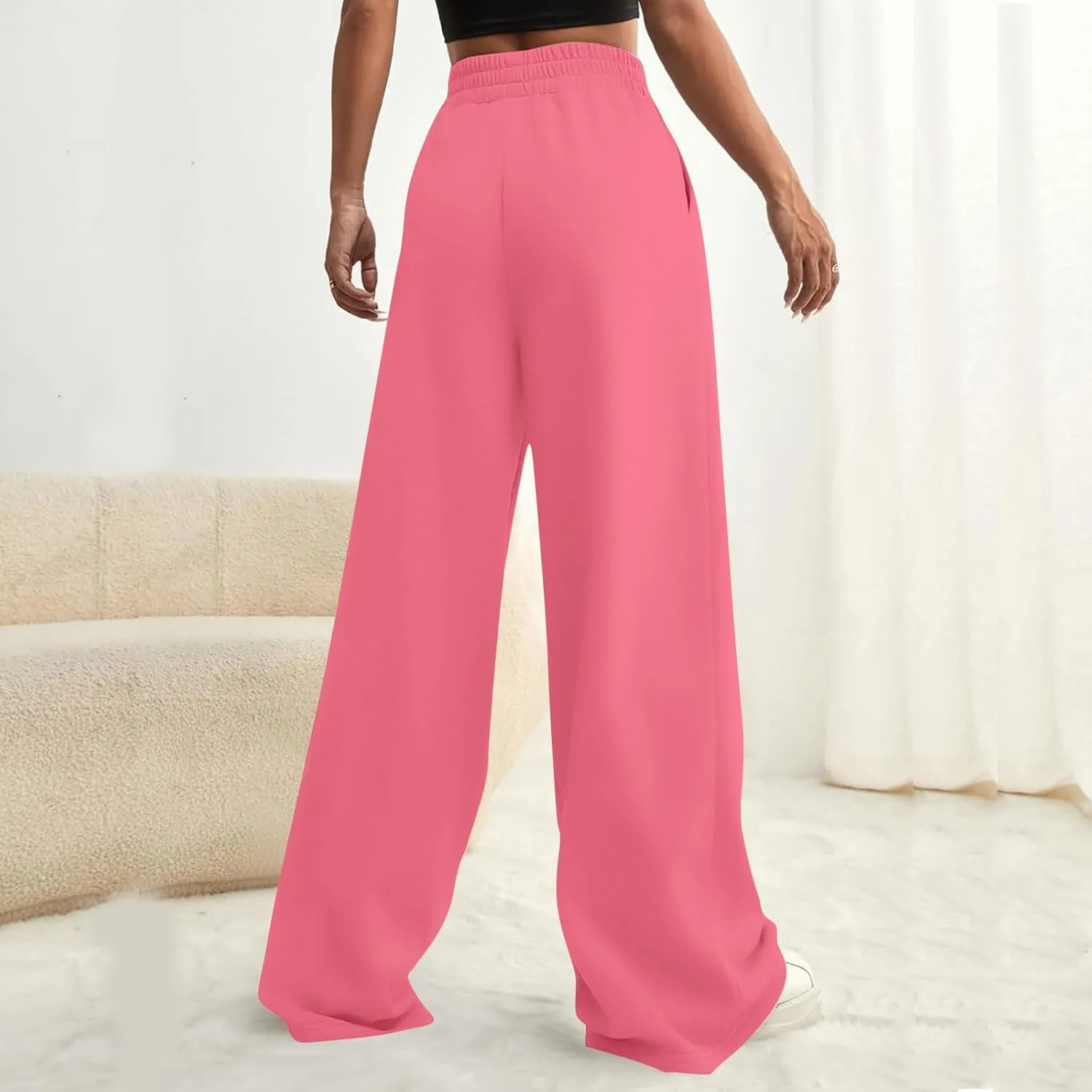 Oversized Wide Leg Sweatpants Women Baggy Drawstring High Waisted Sweatpants Active Workout Pants with Pockets