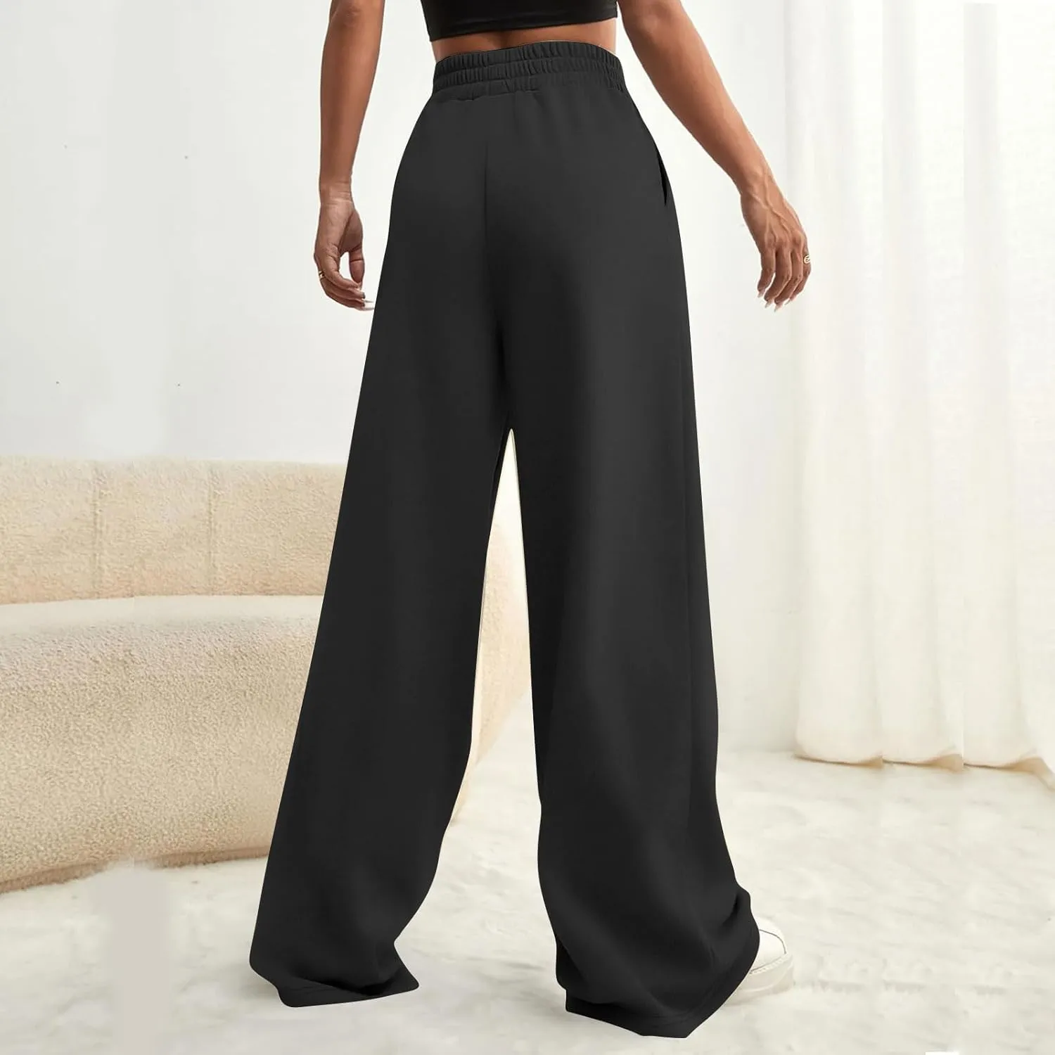 Oversized Wide Leg Sweatpants Women Baggy Drawstring High Waisted Sweatpants Active Workout Pants with Pockets