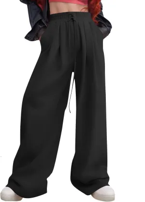 Oversized Wide Leg Sweatpants Women Baggy Drawstring High Waisted Sweatpants Active Workout Pants with Pockets