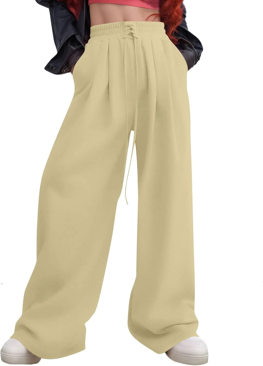 Oversized Wide Leg Sweatpants Women Baggy Drawstring High Waisted Sweatpants Active Workout Pants with Pockets