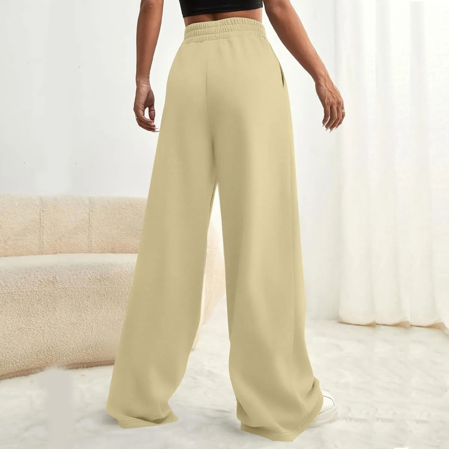 Oversized Wide Leg Sweatpants Women Baggy Drawstring High Waisted Sweatpants Active Workout Pants with Pockets