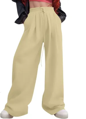 Oversized Wide Leg Sweatpants Women Baggy Drawstring High Waisted Sweatpants Active Workout Pants with Pockets